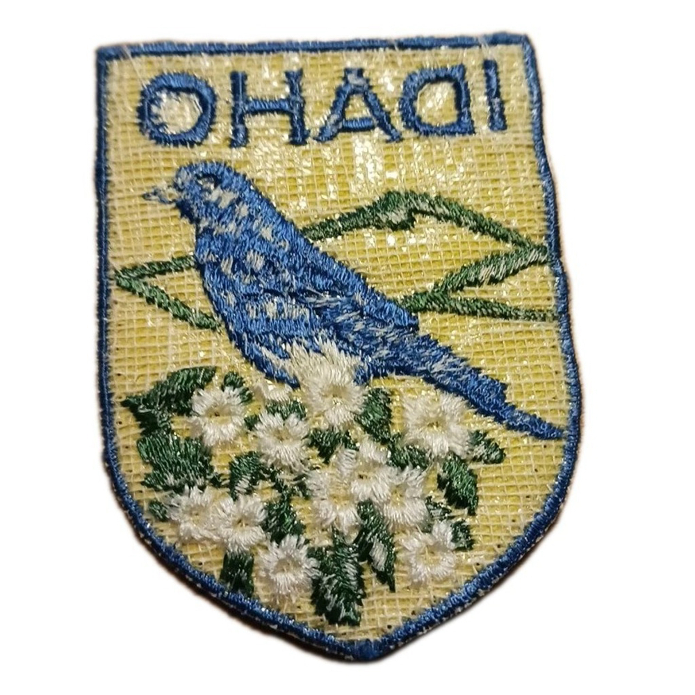 Idaho Jacket Patch Mountain Bluebird Syringa Flower Vintage View 2